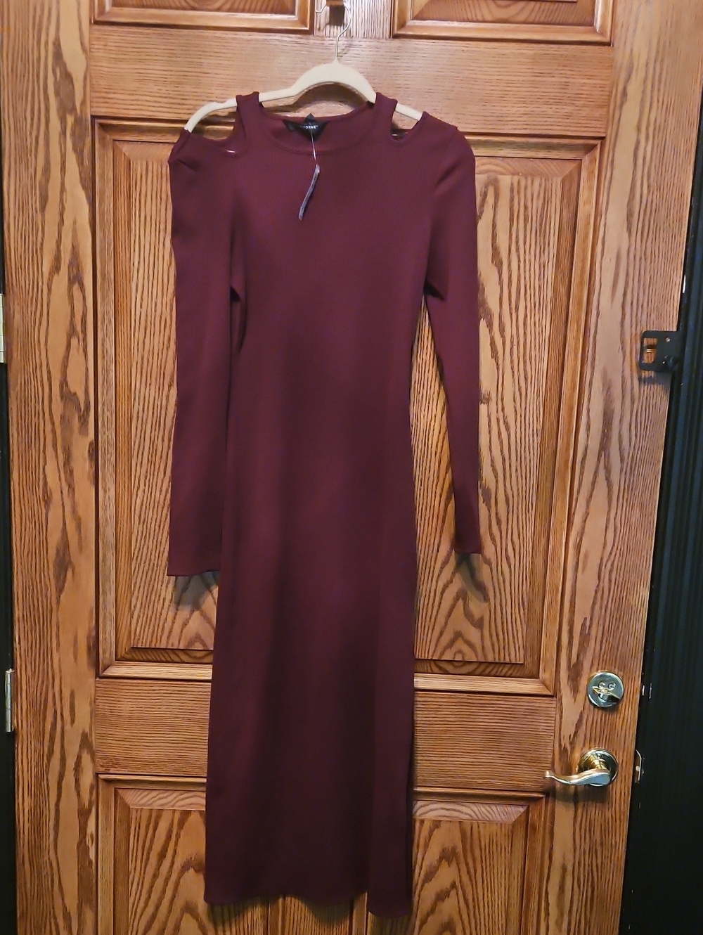 White House Black Market Burgundy Cold-Shoulder Maxi Dress